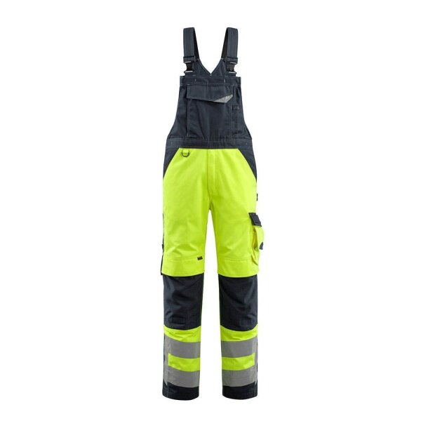 MASCOT® unisex Warnschutz-Latzhose Newcastle gelb, schwarzblau Größe 48