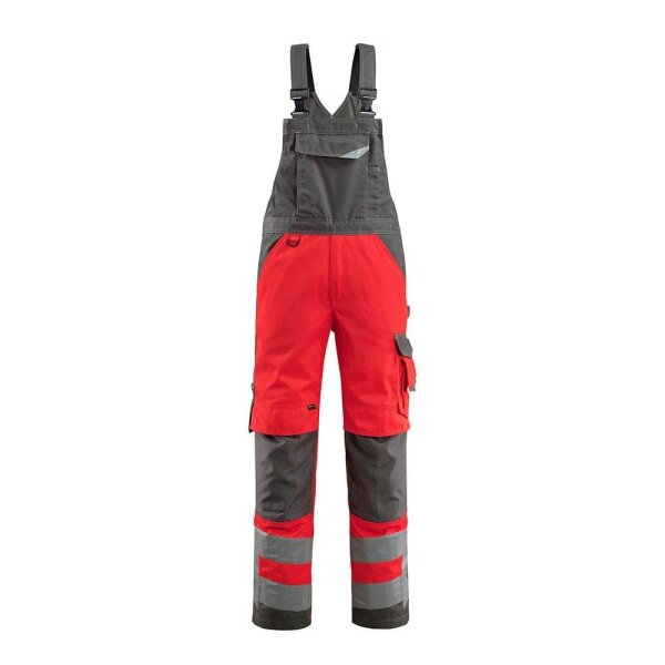 MASCOT® unisex Warnschutz-Latzhose Newcastle rot, dunkelanthrazit Größe 60