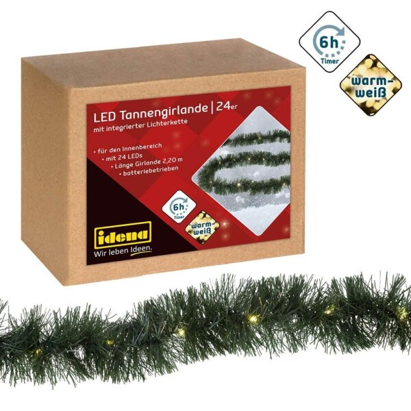 Idena Tannengirlande 24er LED Lichterkette grün 2,2 m, 1 St.