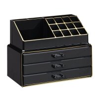 relaxdays Make-Up-Organizer schwarz/gold, 1 St.