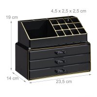 relaxdays Make-Up-Organizer schwarz/gold, 1 St.