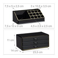 relaxdays Make-Up-Organizer schwarz/gold, 1 St.