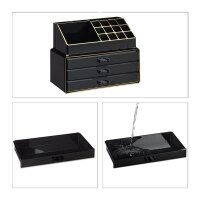 relaxdays Make-Up-Organizer schwarz/gold, 1 St.