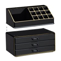 relaxdays Make-Up-Organizer schwarz/gold, 1 St.