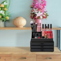 relaxdays Make-Up-Organizer schwarz/gold, 1 St.
