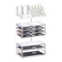 relaxdays Make-Up-Organizer transparent/gold, 1 St.