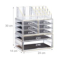 relaxdays Make-Up-Organizer transparent/gold, 1 St.