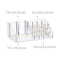 relaxdays Make-Up-Organizer transparent/gold, 1 St.