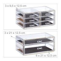 relaxdays Make-Up-Organizer transparent/gold, 1 St.
