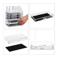relaxdays Make-Up-Organizer transparent/gold, 1 St.