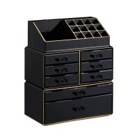 relaxdays Make-Up-Organizer schwarz/gold, 1 St.