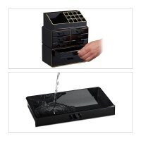 relaxdays Make-Up-Organizer schwarz/gold, 1 St.