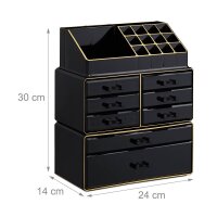 relaxdays Make-Up-Organizer schwarz/gold, 1 St.