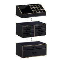 relaxdays Make-Up-Organizer schwarz/gold, 1 St.