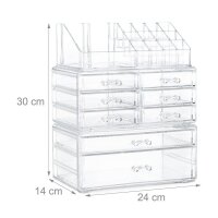 relaxdays Make-Up-Organizer transparent, 1 St.