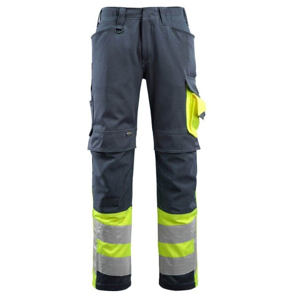 MASCOT® unisex Warnschutzhose Leeds schwarzblau, gelb Größe 54