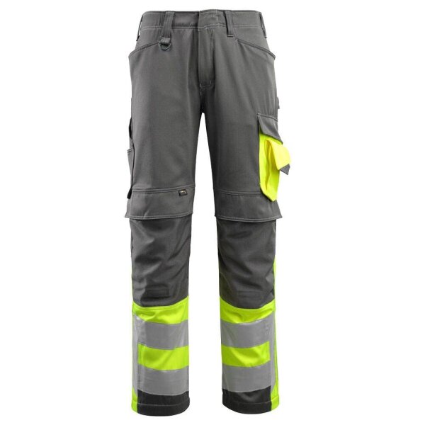 MASCOT® unisex Warnschutzhose Leeds dunkelanthrazit, gelb Größe 46