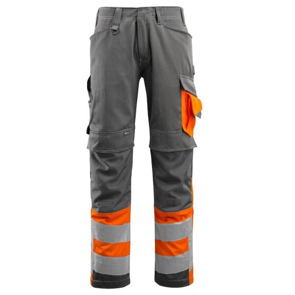 MASCOT® unisex Warnschutzhose Leeds dunkelanthrazit, orange Größe 60