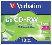 verbatim CD-RW 700 MB wiederbeschreibbar, 10 St.