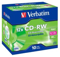 verbatim CD-RW 700 MB wiederbeschreibbar, 10 St.