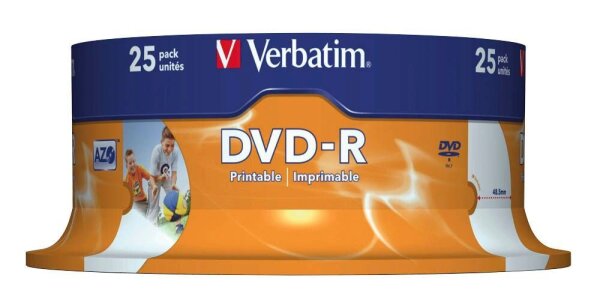 verbatim DVD-R 4,7 GB bedruckbar, 25 St.