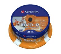 verbatim DVD-R 4,7 GB bedruckbar, 25 St.