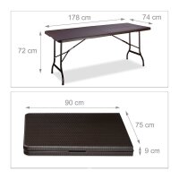 relaxdays Gartentisch BASTIAN braun rechteckig 178,0 x...
