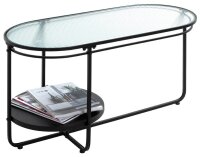HAKU Möbel Couchtisch oval Sicherheitsglas schwarz...