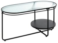 HAKU Möbel Couchtisch oval Sicherheitsglas schwarz 90,0 x 42,0 x 49,0 cm, 1 St.