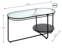 HAKU Möbel Couchtisch oval Sicherheitsglas schwarz 90,0 x 42,0 x 49,0 cm, 1 St.