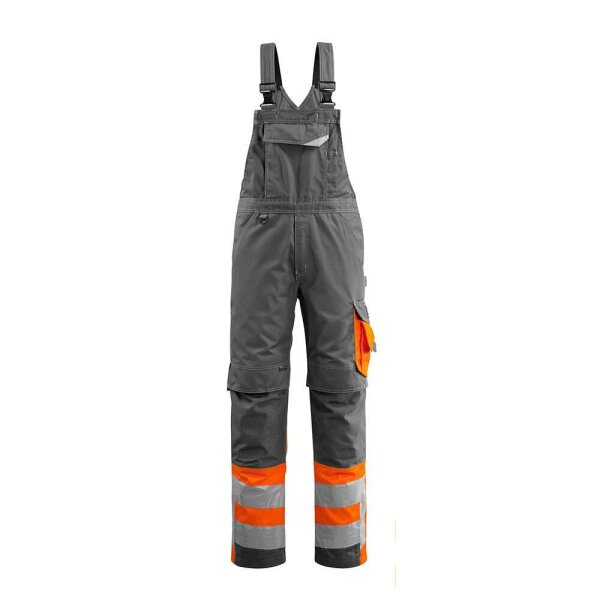 MASCOT® unisex Warnschutz-Latzhose Sunderland dunkelanthrazit, orange Größe 52