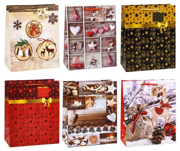 12 TSI Geschenktüten Weihnachten Serie 9 Motiv sortiert 26,0 x 32,0 cm