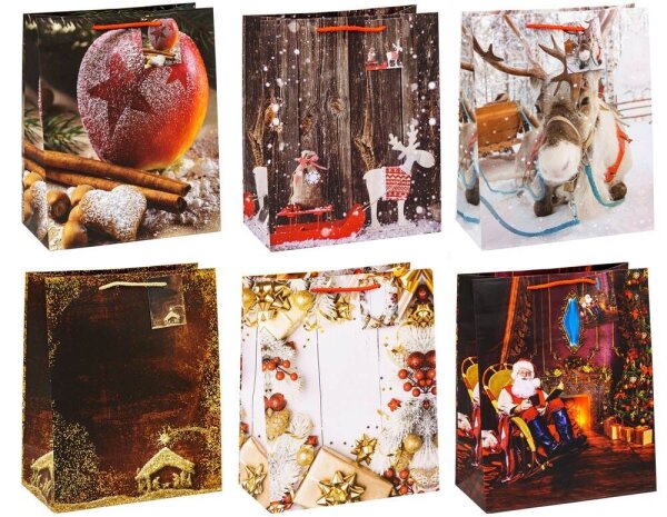 12 TSI Geschenktüten Weihnachten Serie 11 Motiv sortiert 26,0 x 32,0 cm