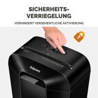 Fellowes Powershred LX50 Aktenvernichter mit Partikelschnitt P-4, 4 x 37 mm, bis 9 Blatt, schwarz