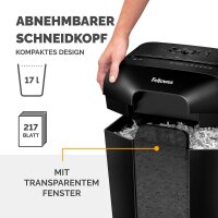Fellowes Powershred LX50 Aktenvernichter mit Partikelschnitt P-4, 4 x 37 mm, bis 9 Blatt, schwarz