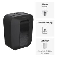 Fellowes Powershred LX50 Aktenvernichter mit Partikelschnitt P-4, 4 x 37 mm, bis 9 Blatt, schwarz
