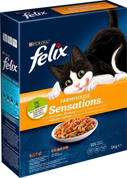 felix® Katzen-Trockenfutter Farmhouse Sensations mit Huhn, Truthahn und Gemüse 1