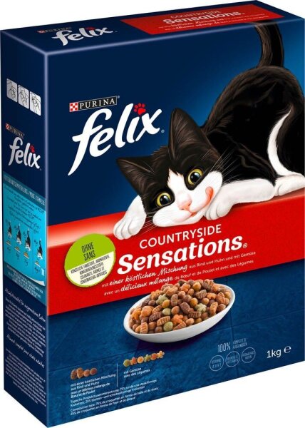 felix® Katzen-Trockenfutter Countryside Sensations mit Rind, Huhn und Gemüse 1,0