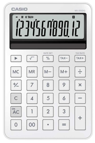 CASIO MS-200DQ-WE Taschenrechner seidiges weiß