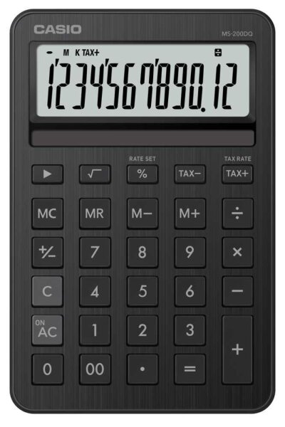 CASIO MS-200DQ-BK Taschenrechner eisenschwarz