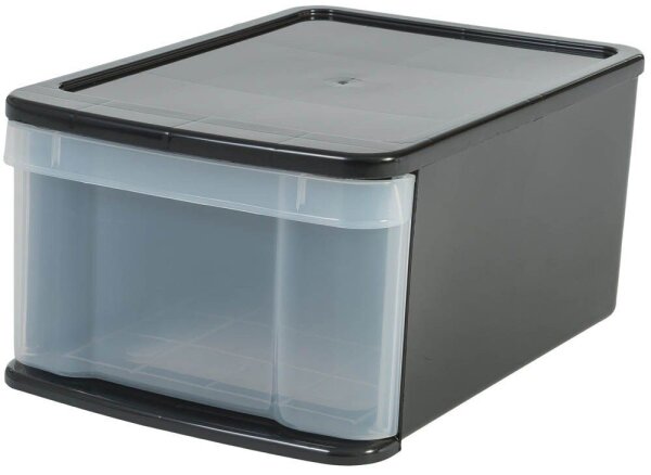 IRIS Ohyama Aufbewahrungsbox 11,0 l transparent, schwarz 26,0 x 37,0 x 17,5 cm, 1 St.