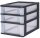 IRIS Ohyama Aufbewahrungsbox 2x 4,0 + 1x 7,0 l transparent, schwarz 26,0 x 35,5 x 29,5 cm, 1 St.