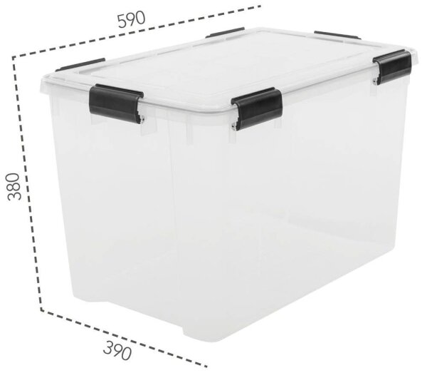 IRIS Ohyama Water Proof Aufbewahrungsbox 70,0 l transparent, schwarz 39,0 x 59,0 x 38,0 cm, 1 St.