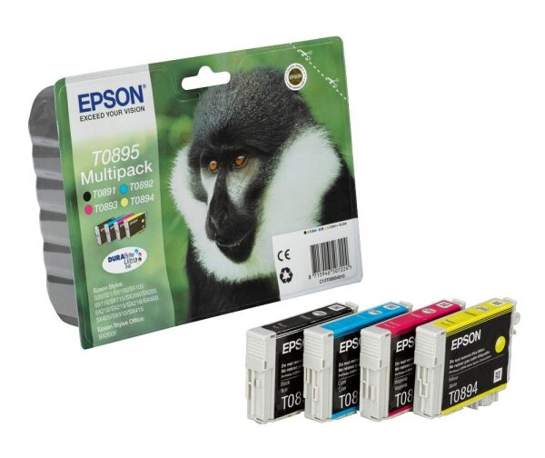 EPSON T0895 (Affe) schwarz, cyan, magenta, gelb Druckerpatronen, 4er-Set