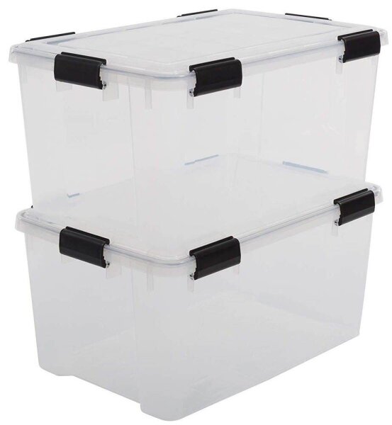 IRIS Ohyama Water Proof Aufbewahrungsboxen 2x 50,0 l transparent, schwarz 39,0 x 59,0 x 29,0 cm, 2 St.
