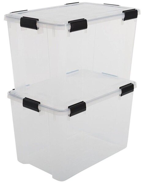 IRIS Ohyama Water Proof Aufbewahrungsboxen 2x 70,0 l transparent, schwarz 39,0 x 59,0 x 44,0 cm, 2 St.