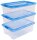 IRIS Ohyama Clear NTB Aufbewahrungsboxen 3x 30,0 l transparent, blau 39,5 x 57,5 x 29,5 cm, 3 St.
