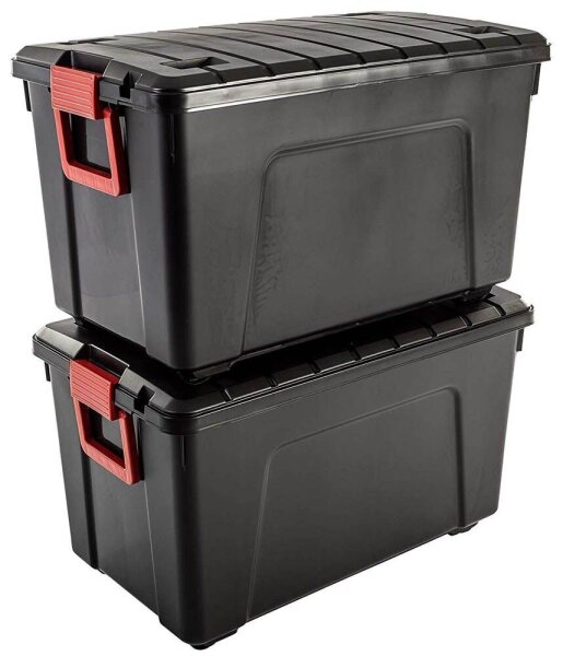 IRIS Ohyama Multi Aufbewahrungsbox 2x 110,0 l schwarz, rot 44,5 x 75,0 x 66,0 cm, 2 St.