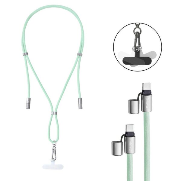 Intenso Charging Lanyard Handykette Ladekabel grün, Kabellänge: 1,65 m, 60 Watt