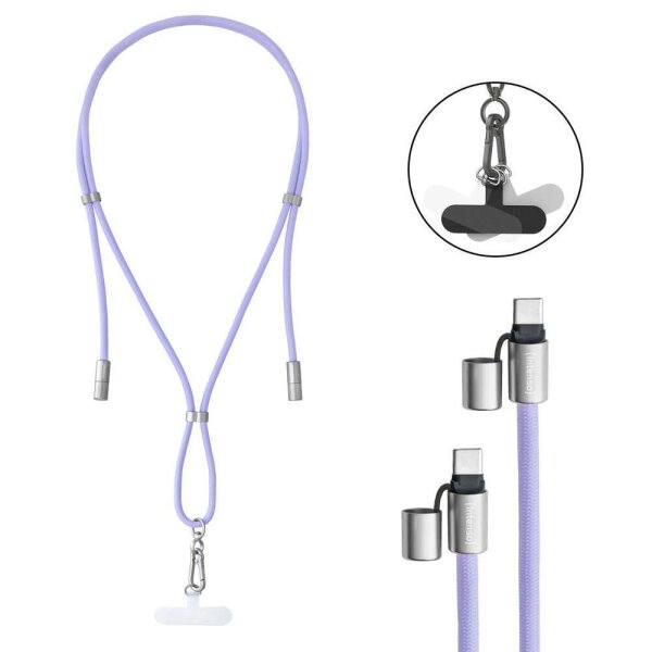 Intenso Charging Lanyard Handykette Ladekabel lila, Kabellänge: 1,65 m, 60 Watt